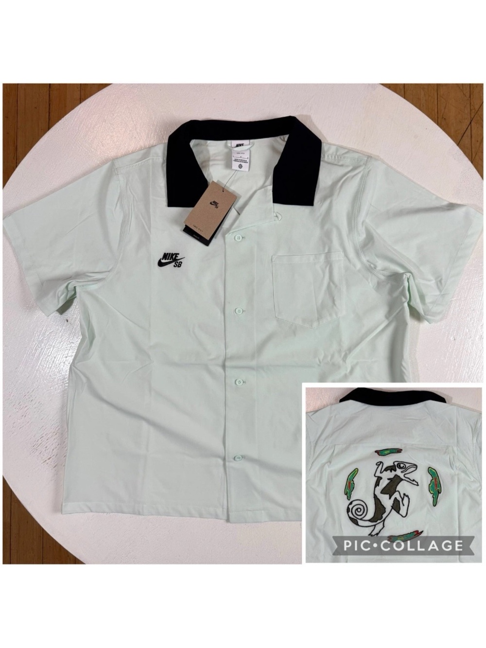 Nike SB Olympics 2024 Men Size LARGE S/S Bowler Shirt Barely Green FZ4058-394 L